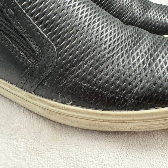 ECCO Women's Black Leather Slip-On Sneakers - Size 39 (8.5 US) - Picture 3 of 7